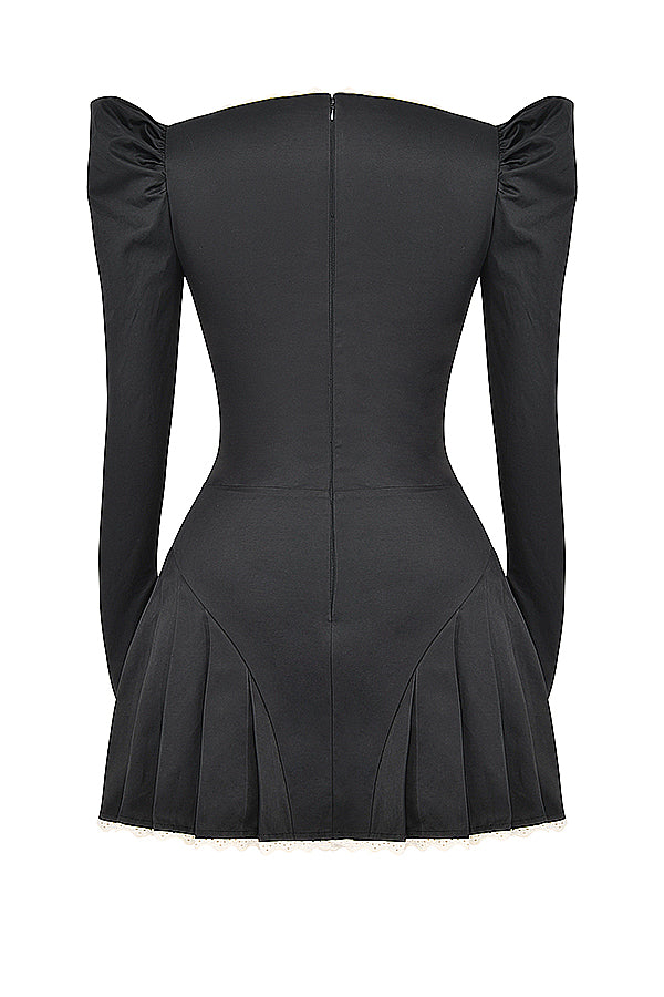 Mini-robe plissée cràme noire