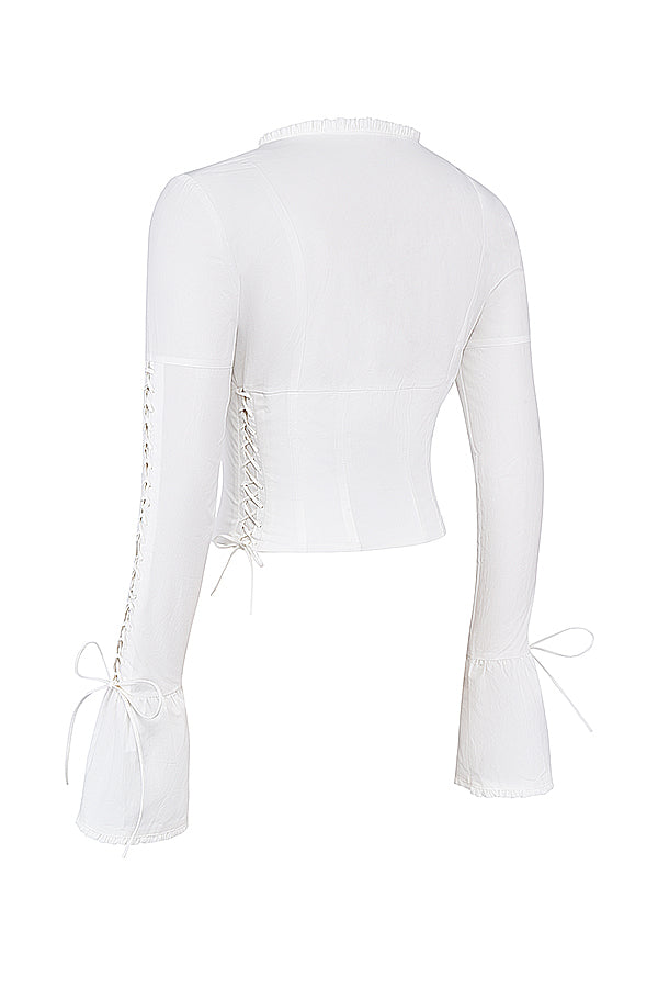 Haut en dentelle blanche