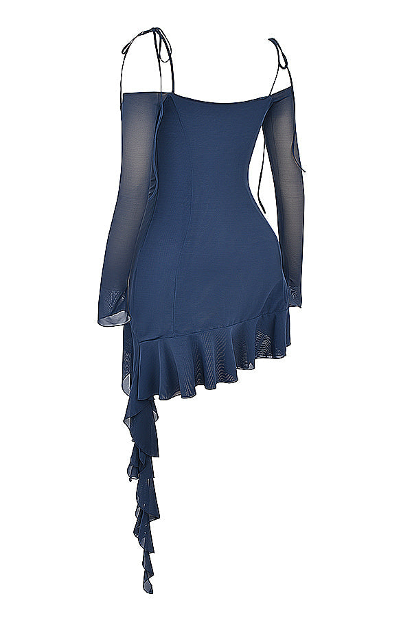 Mini-robe bleu marine française à volants