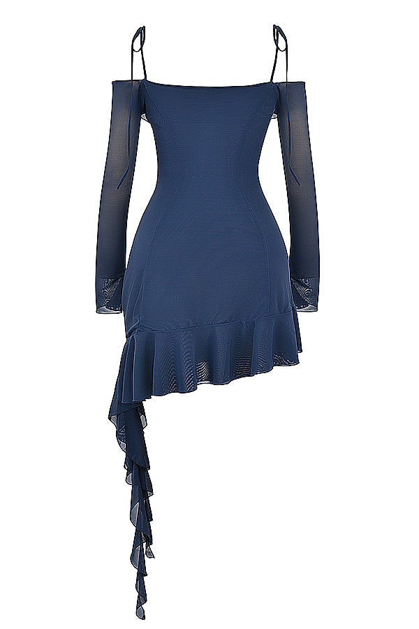 Mini-robe bleu marine française à volants