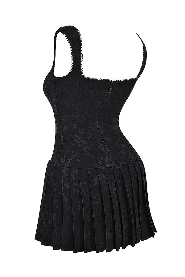 Mini-robe plissée noire