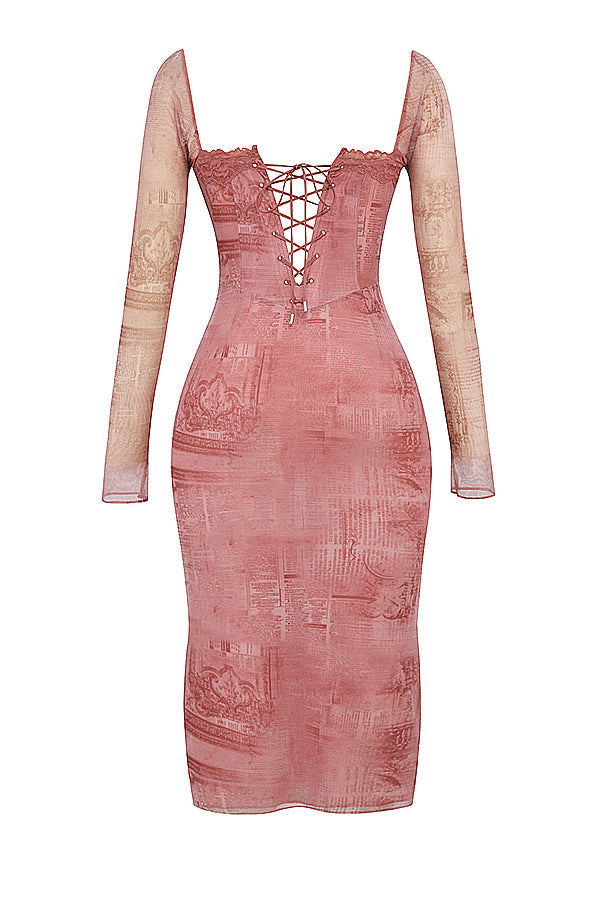 Robe corset à imprimé rose
