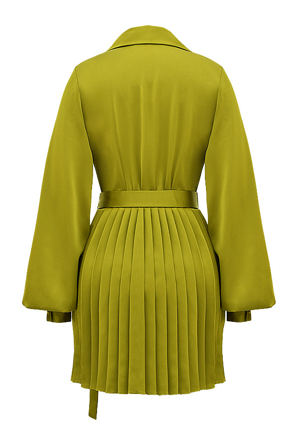 Robe chemise plissée chartreuse