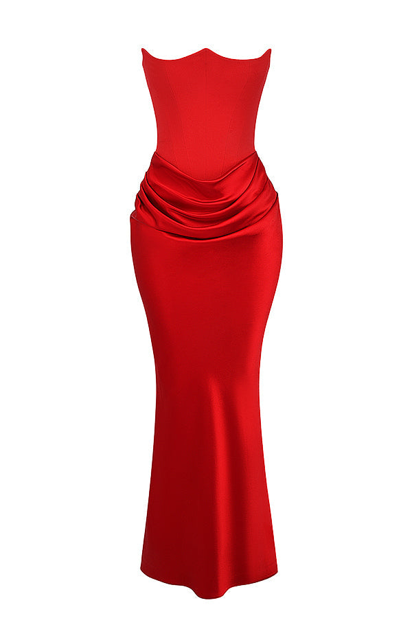 Robe longue corset élégante sans bretelles