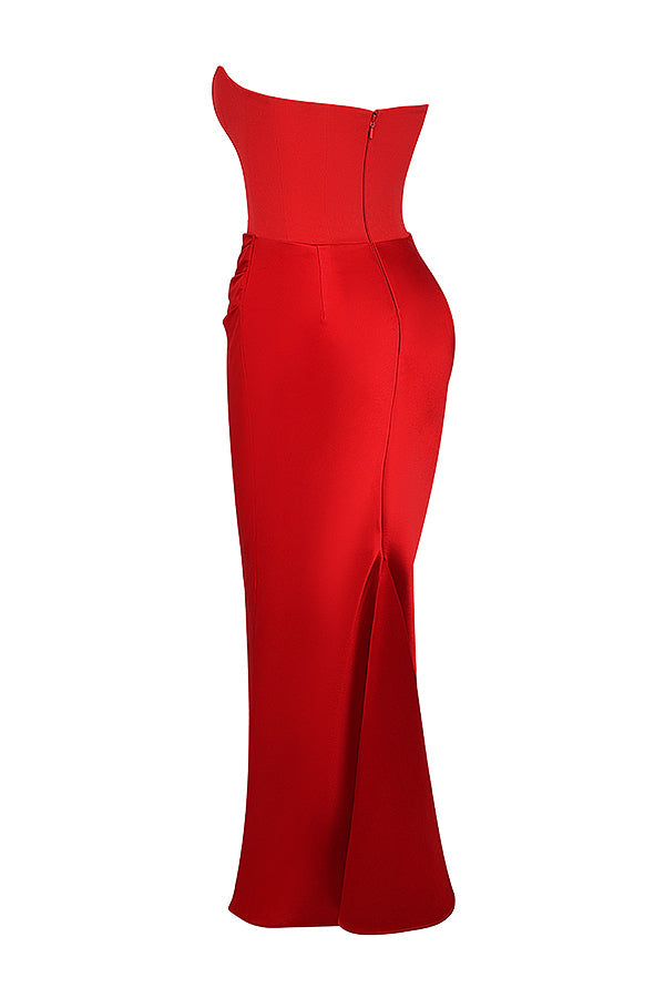 Robe longue corset élégante sans bretelles