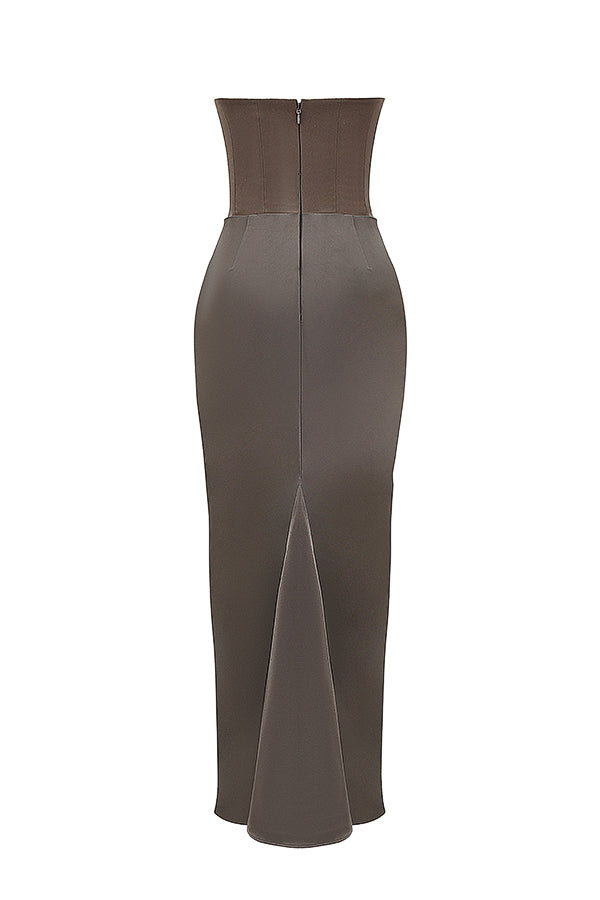 Robe longue corset élégante sans bretelles