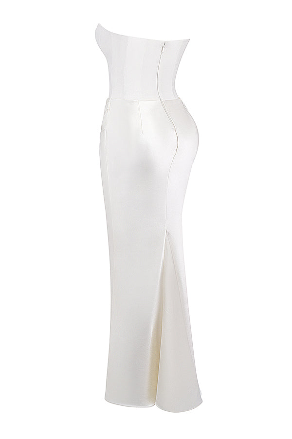 Robe longue corset élégante sans bretelles