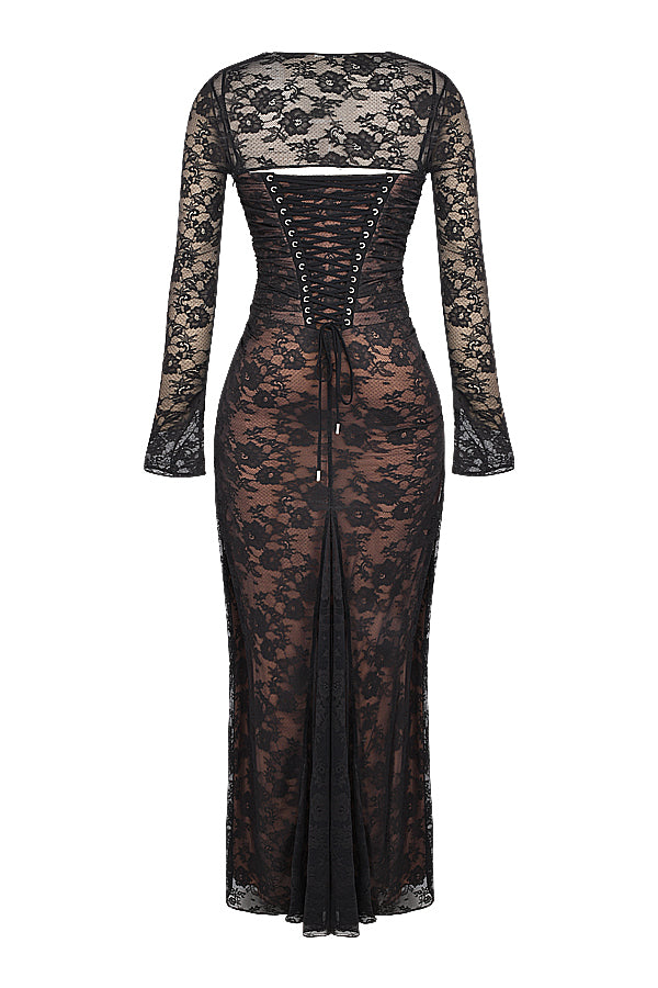 Robe longue en dentelle