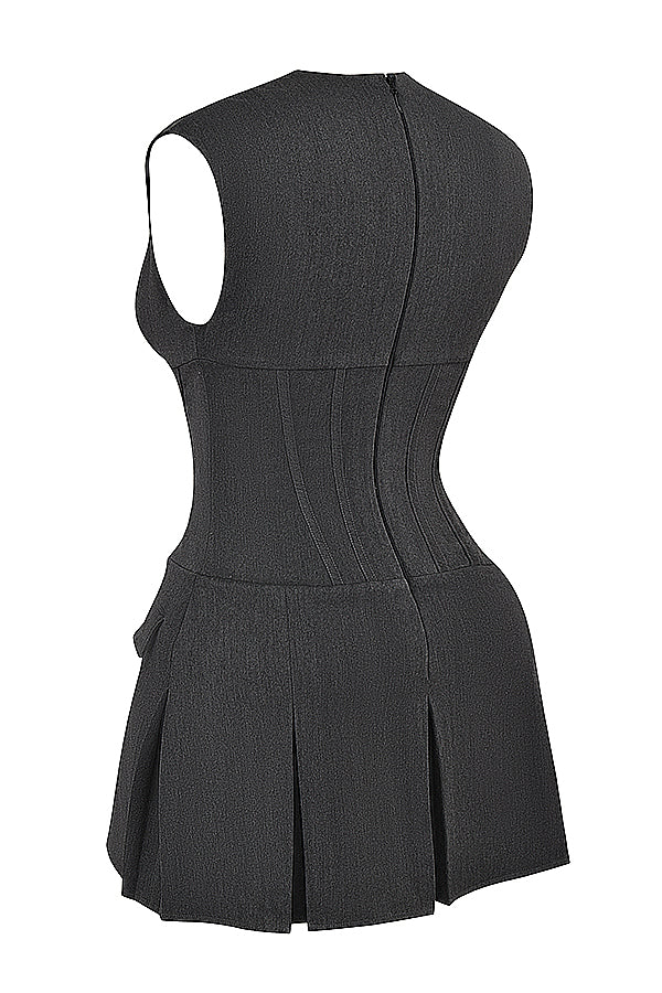 Robe corset plissée charbon