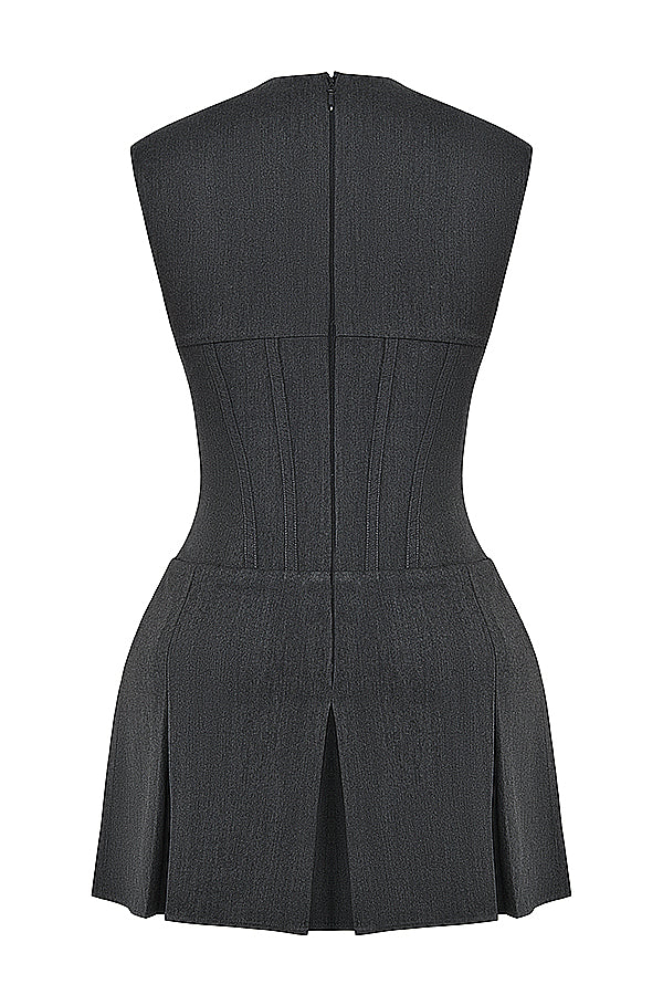 Robe corset plissée charbon