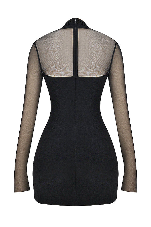 Mini-robe noire avec décolleté profond