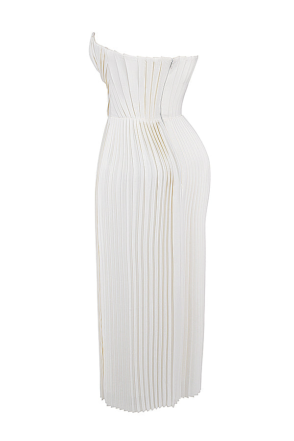 Robe longue plissée ivoire