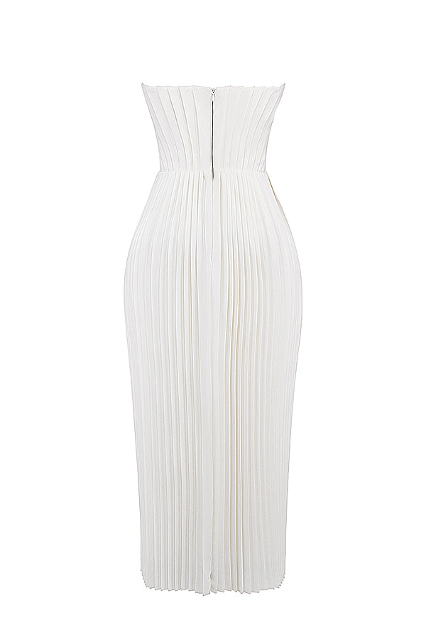 Robe longue plissée ivoire
