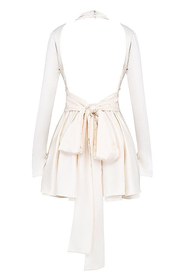 Mini-robe ivoire avec nàud