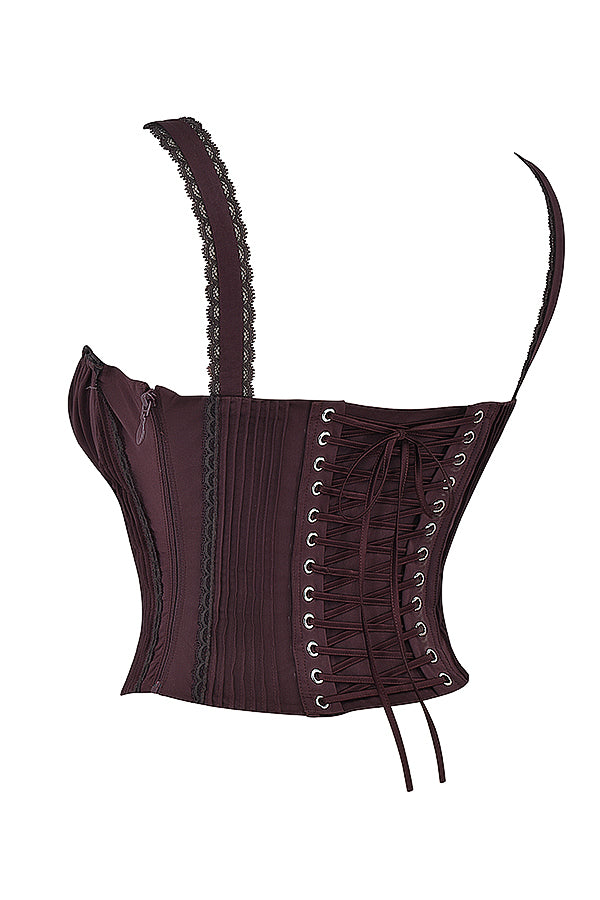 Corset en dentelle marron riche au dos