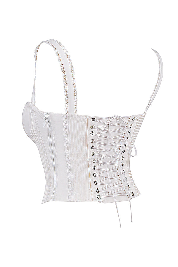 Corset en dentelle blanche au dos