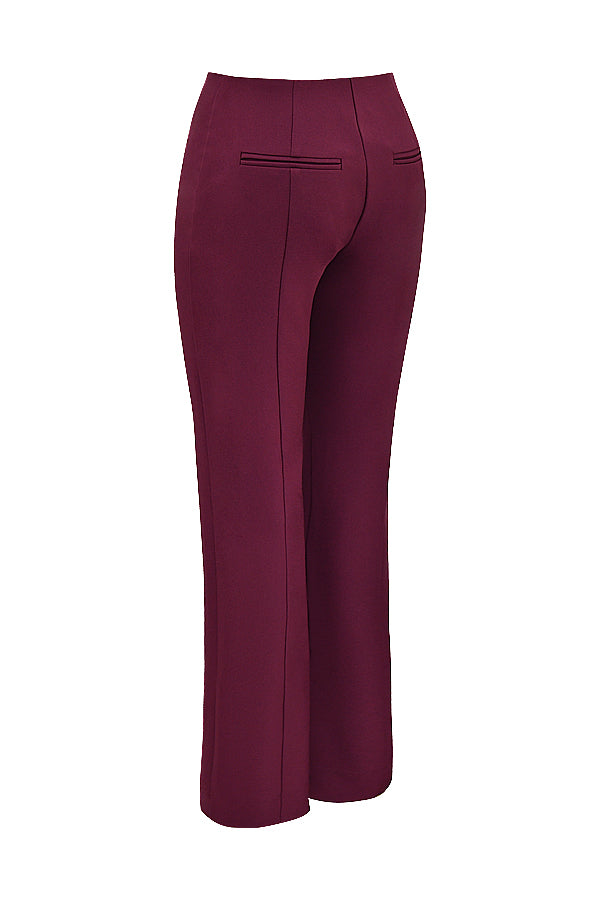 Haut en cuir végétalien vin avec pantalon