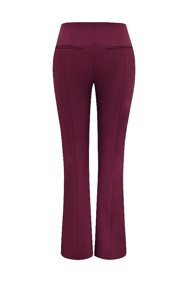 Haut en cuir végétalien vin avec pantalon