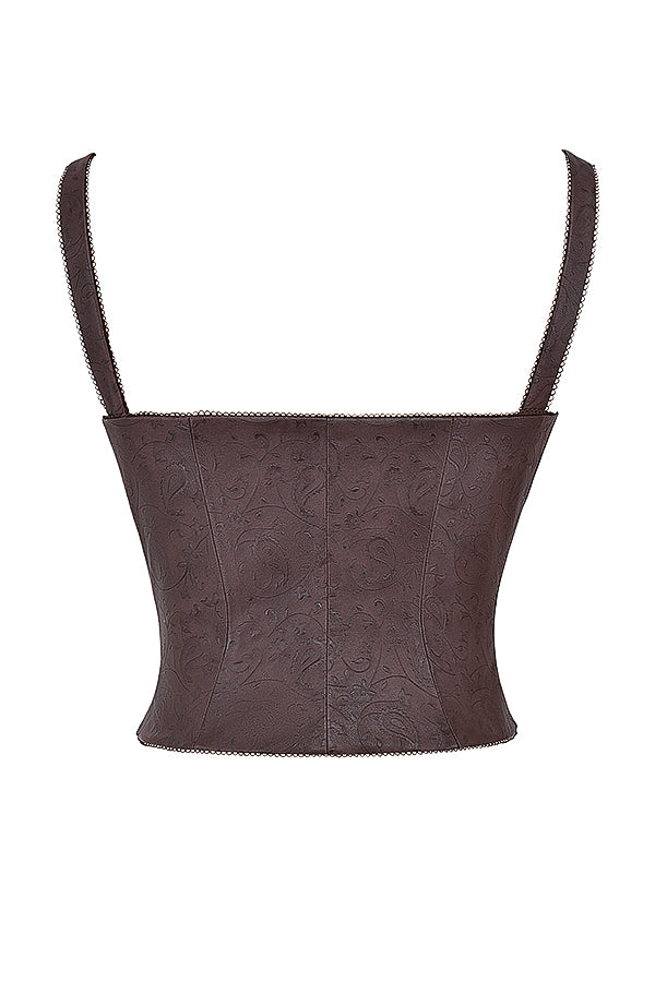 Corset marron en cuir végétalien