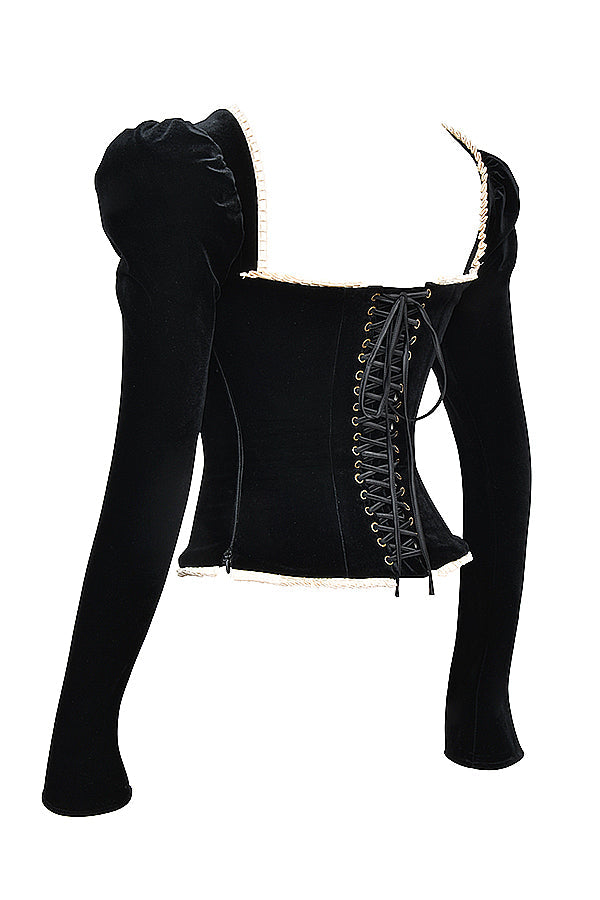 Corset en velours noir