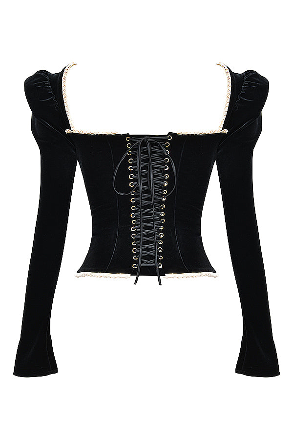 Corset en velours noir