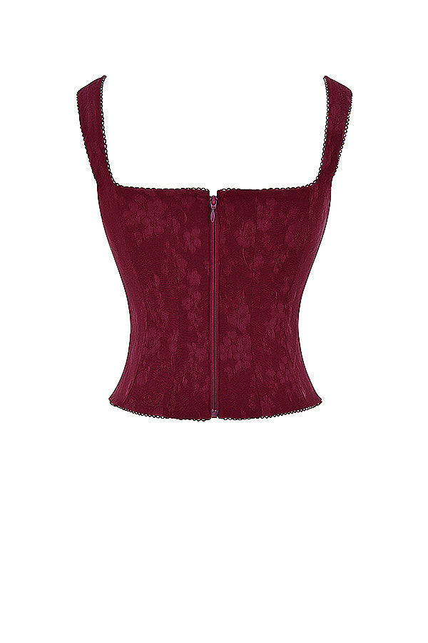 Corset fleuri Merlot