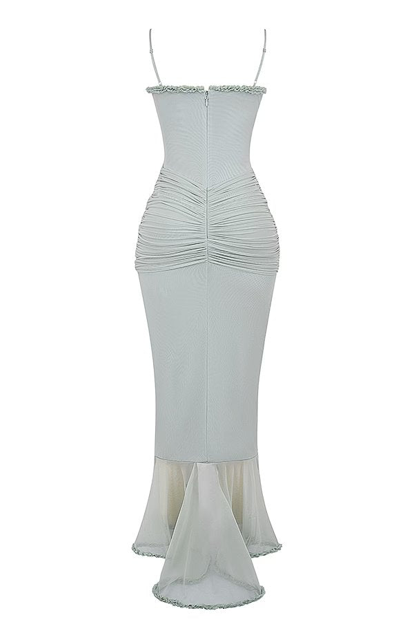 Robe couleur p?che douce ? volants