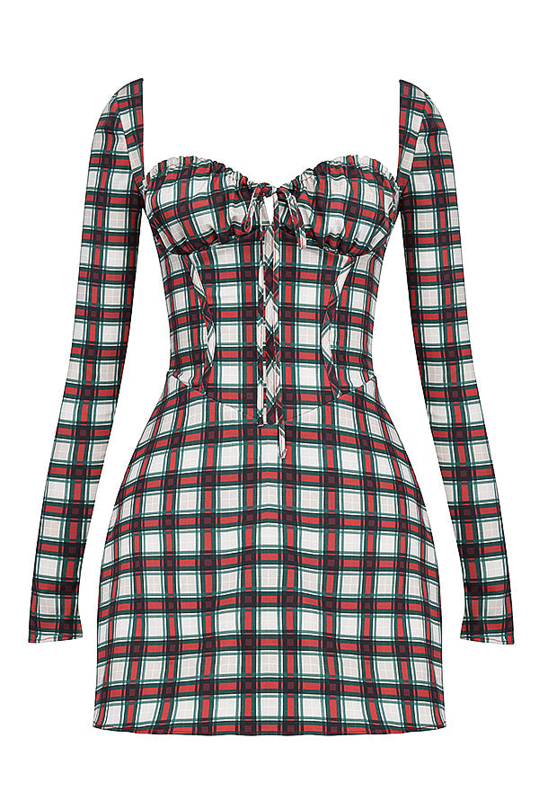 Mini-robe croisée en tartan