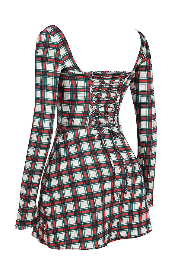 Mini-robe croisée en tartan