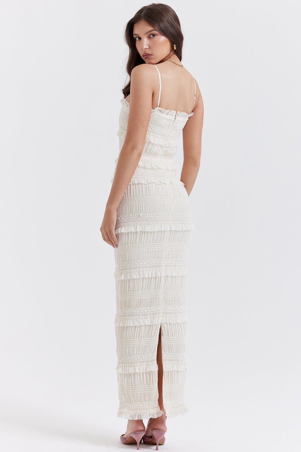 Robe corset à plis pailletés