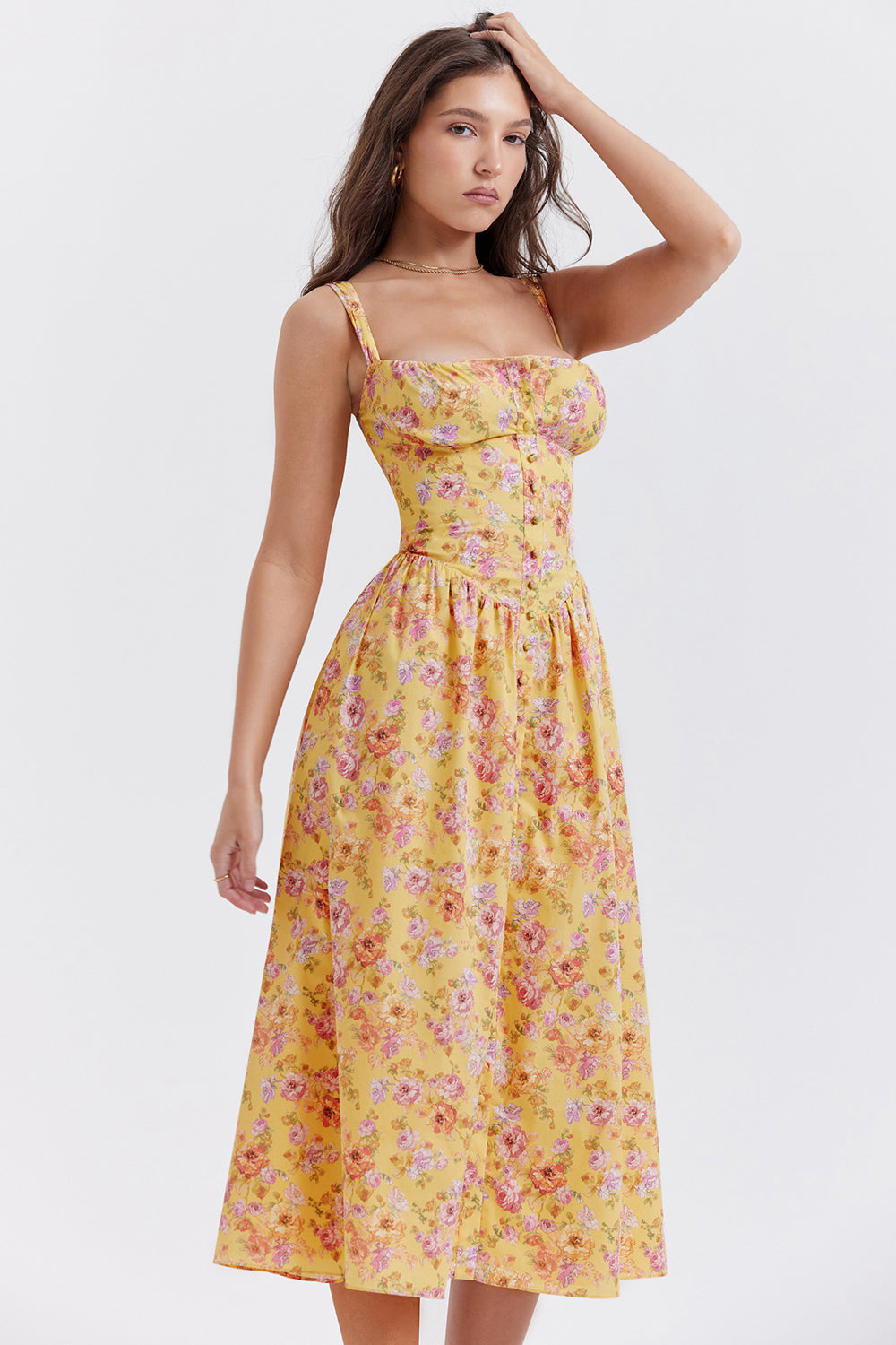 Robe d'été midi à fleurs