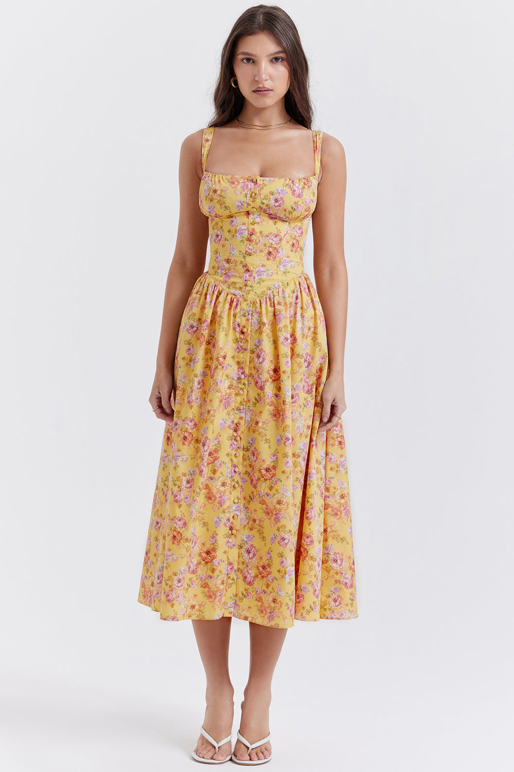 Robe d'été midi à fleurs