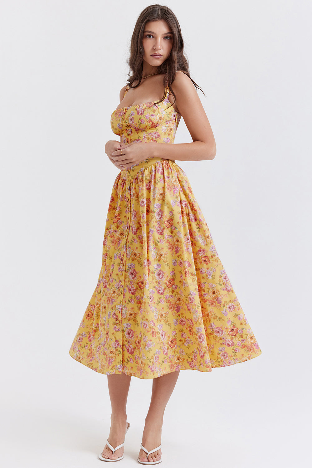 Robe d'été midi à fleurs