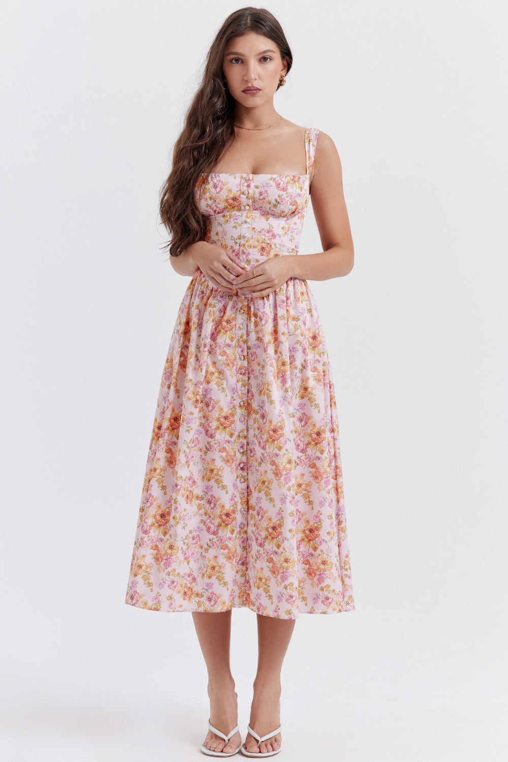 Robe d'été midi à fleurs