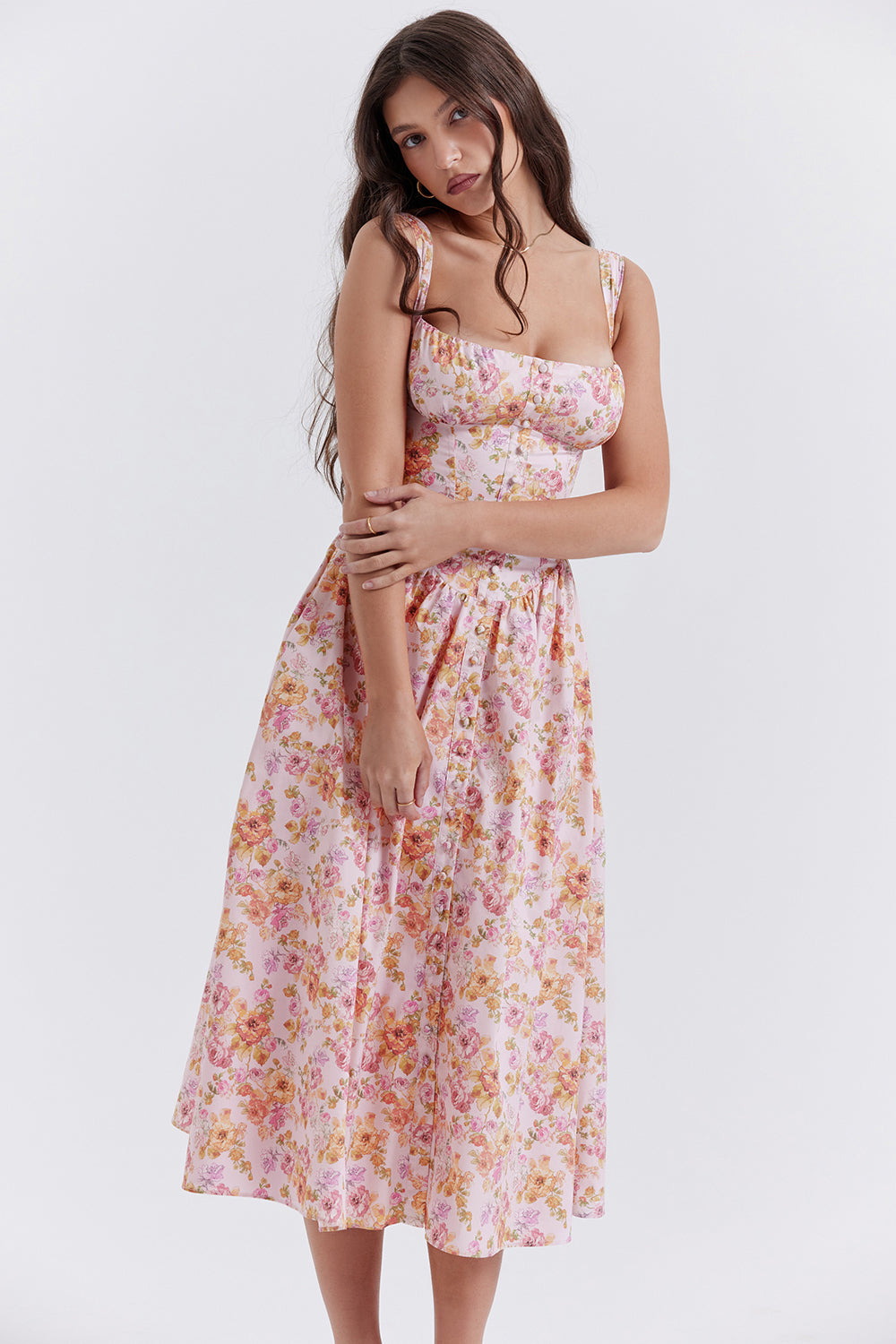 Robe d'été midi à fleurs
