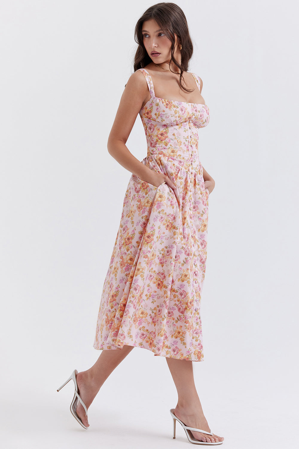 Robe d'été midi à fleurs