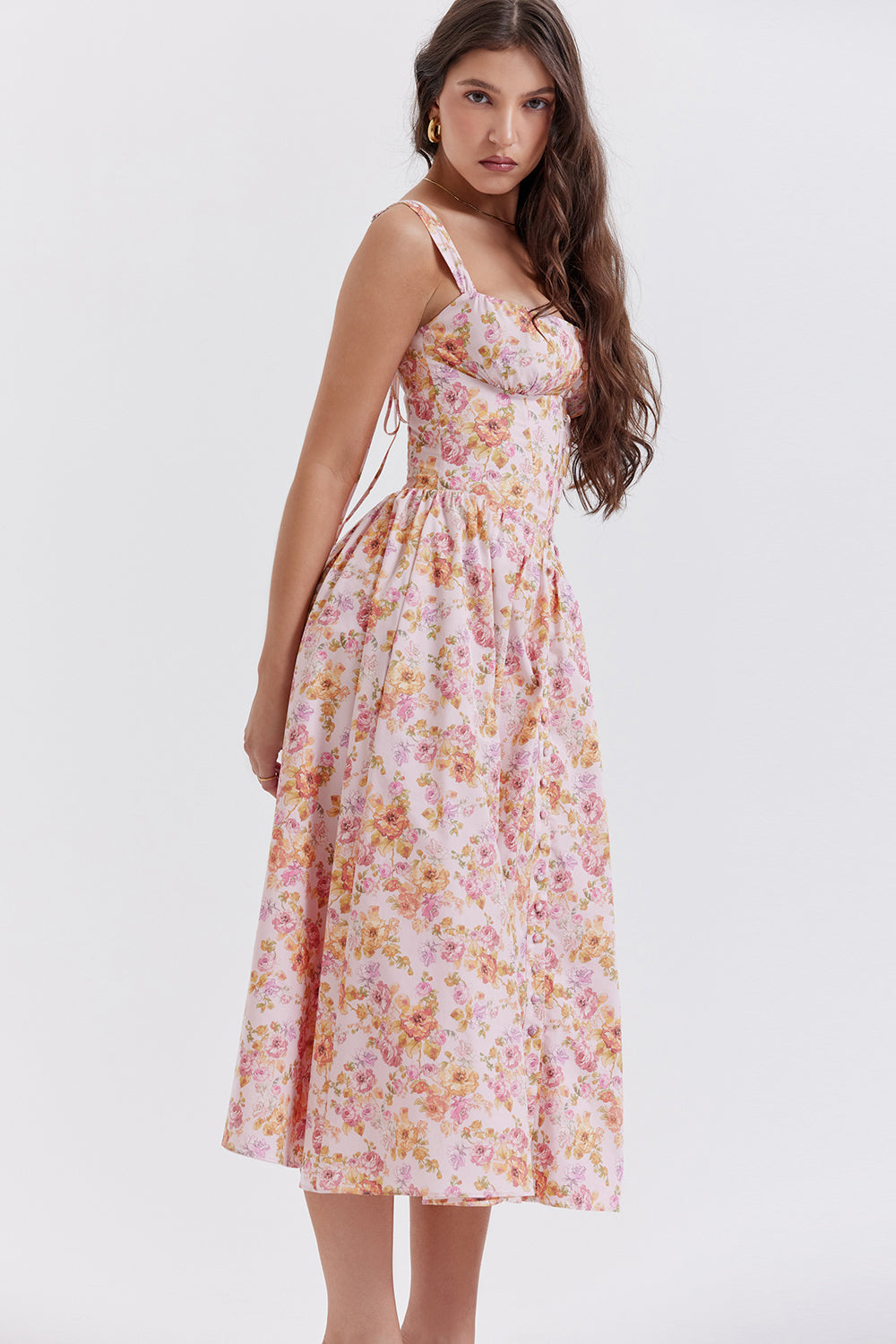 Robe d'été midi à fleurs