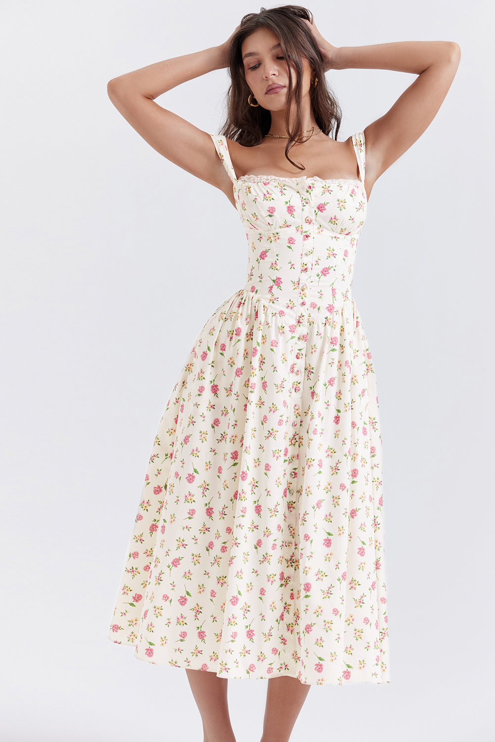 Robe d'été midi à fleurs