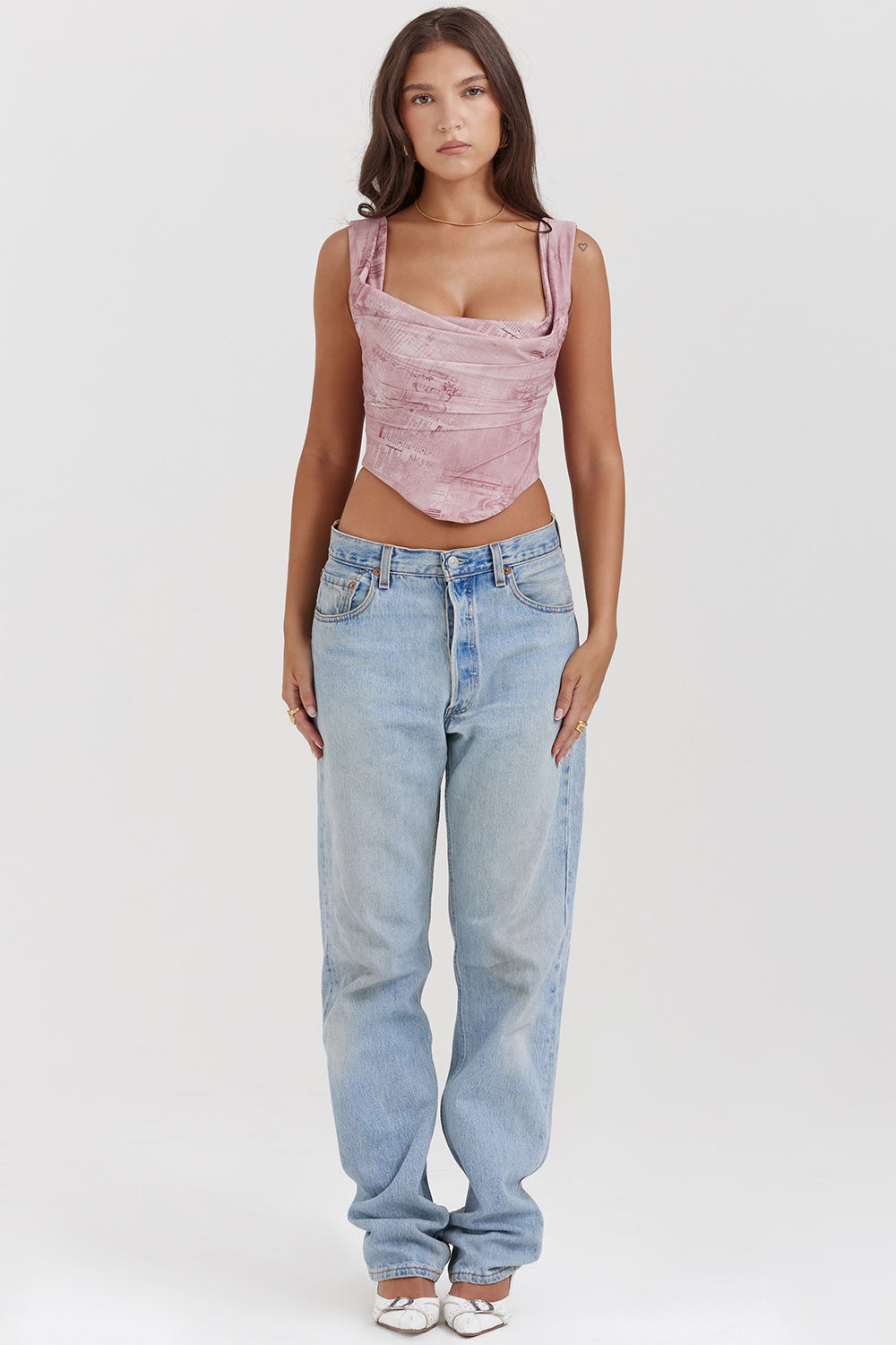 Corset imprimé rose