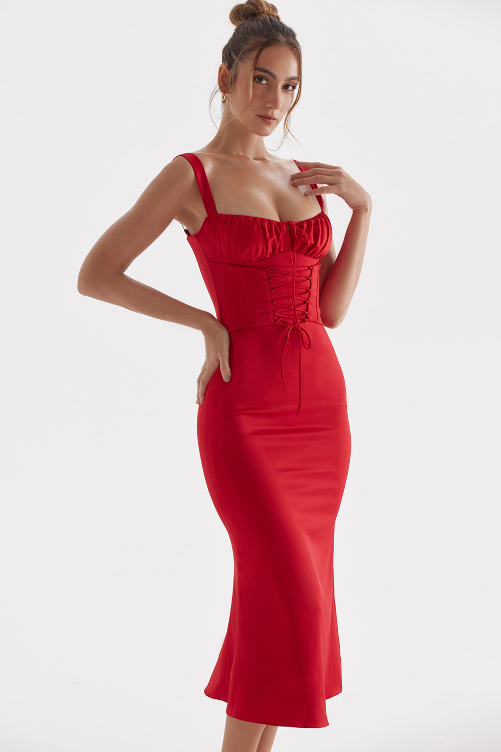 Robe corset rose rouge