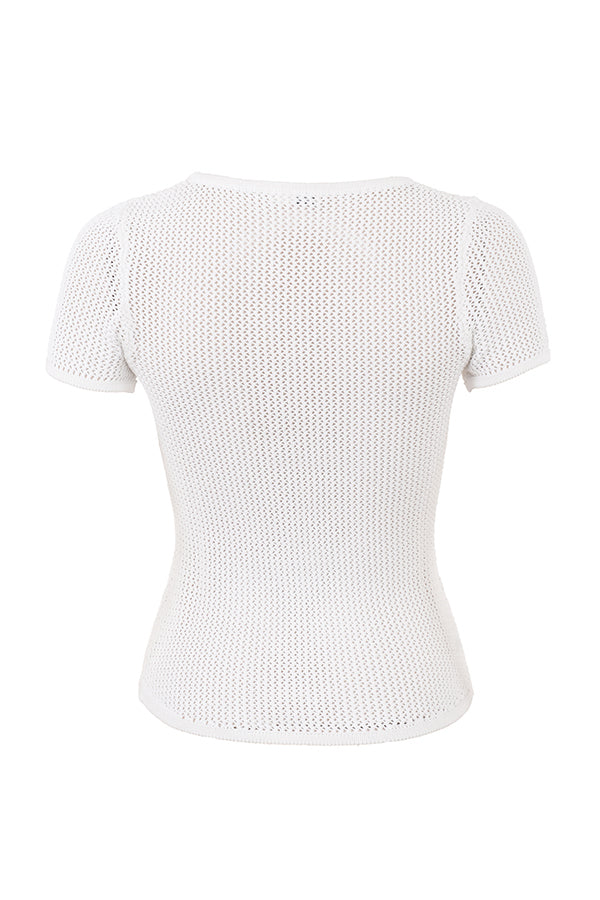 Top en maille blanc avec mini-jupe