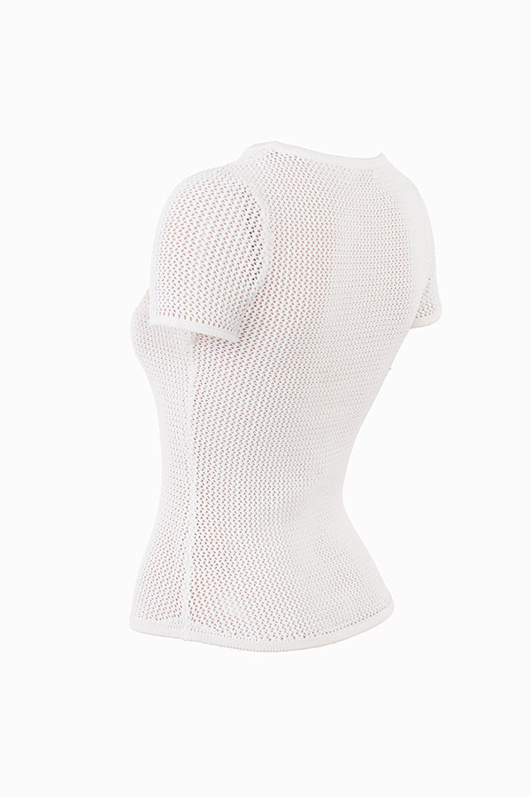 Top en maille blanc avec mini-jupe