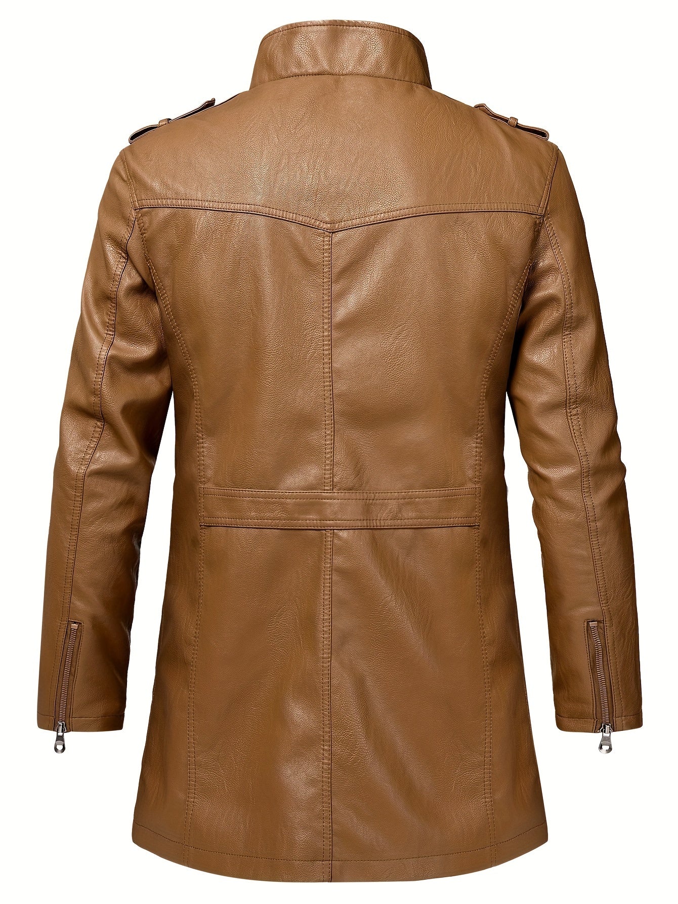 Veste longue en cuir pour homme