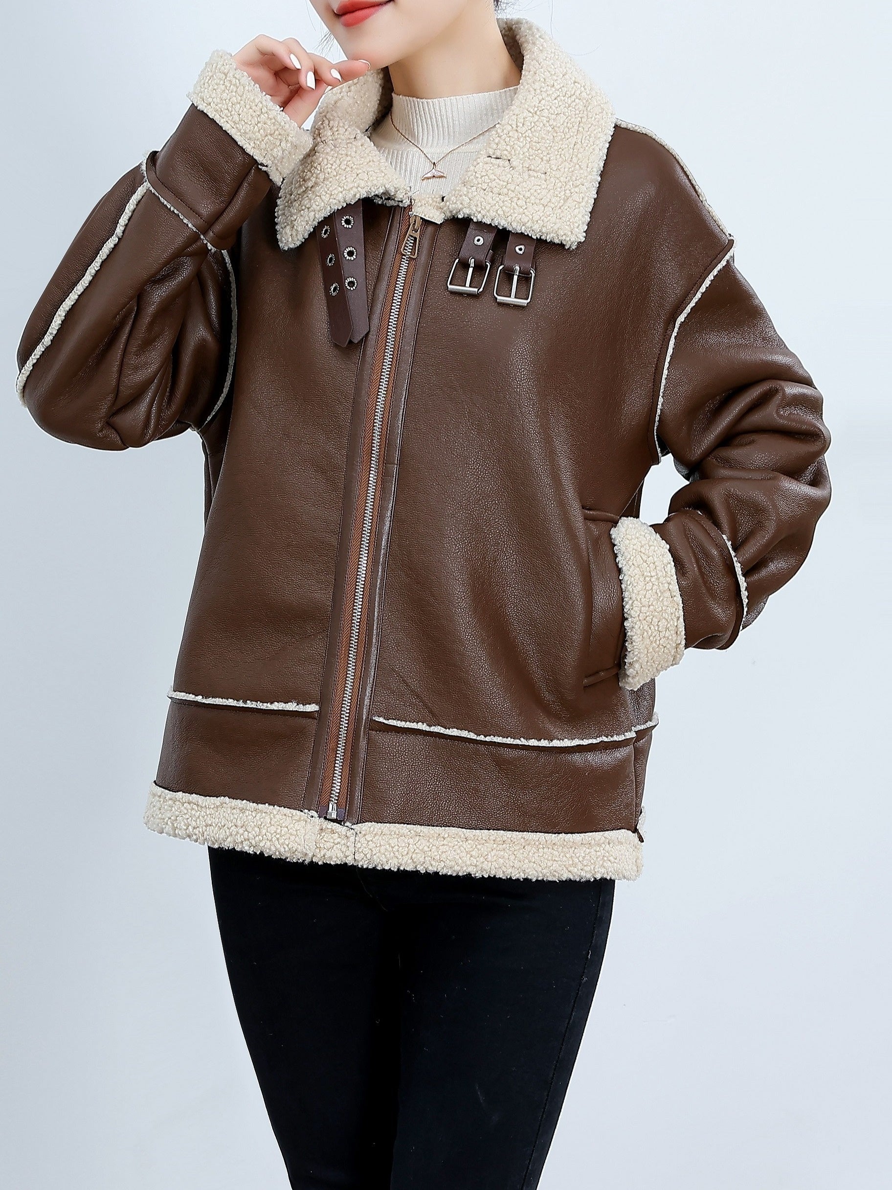 Veste en cuir moelleuse