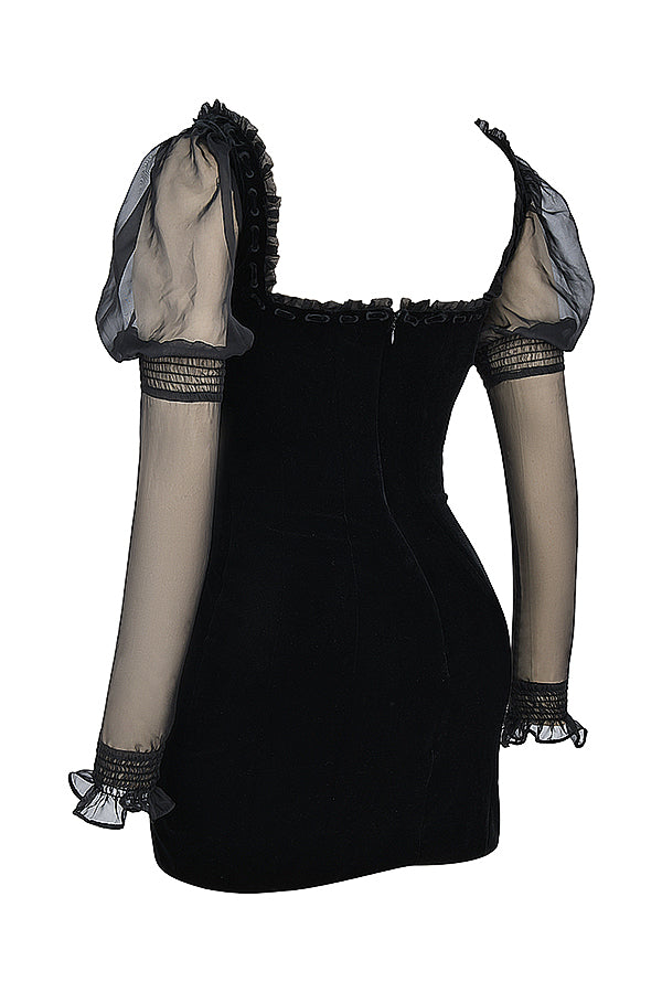 Mini-robe en velours noir