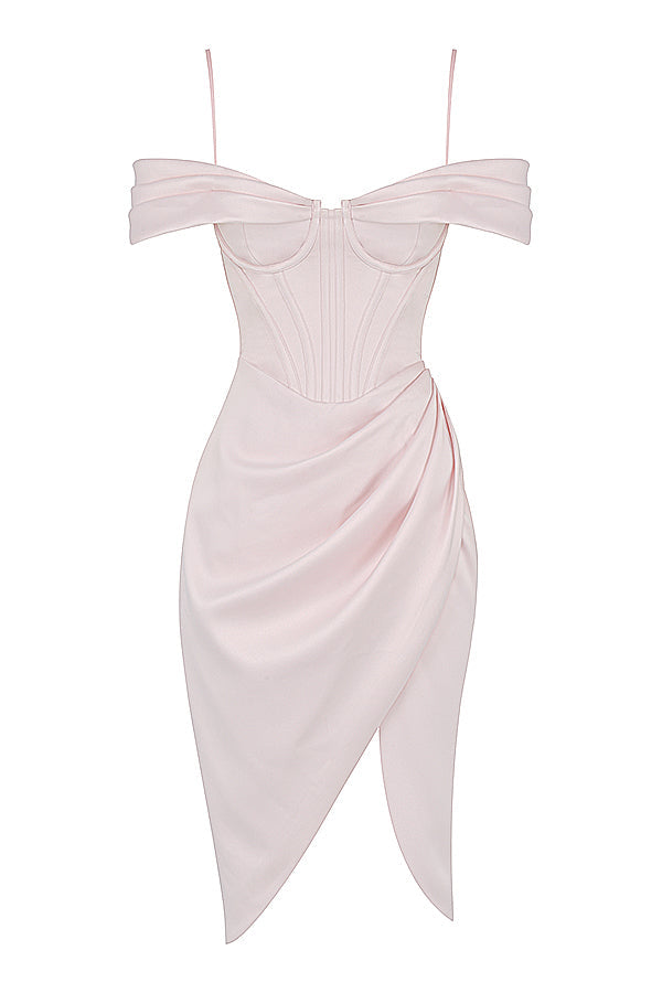 Robe corset à épaules dénudées rougissante
