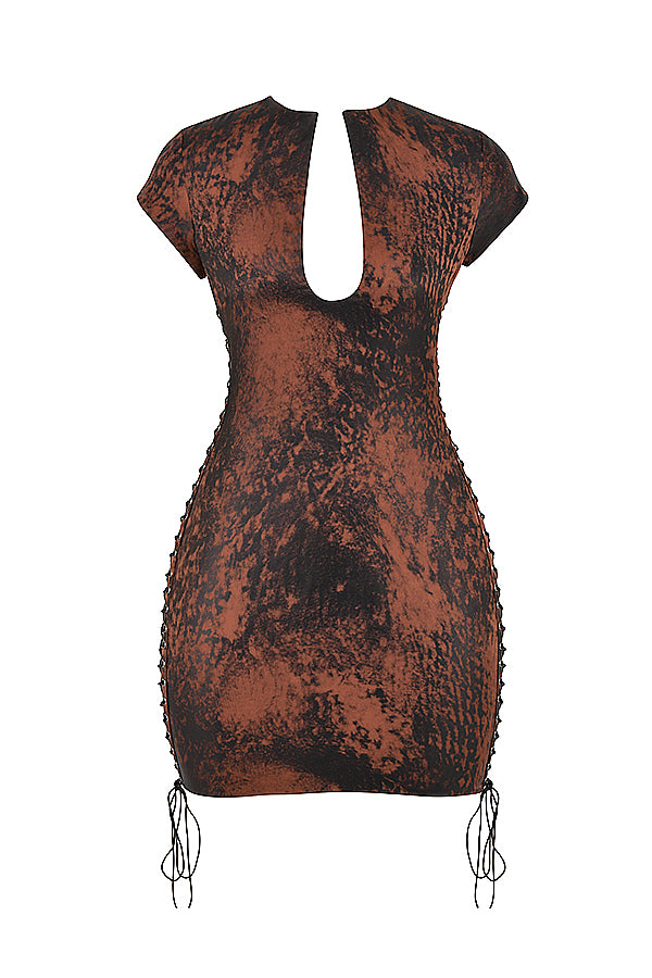 Mini-robe cuivre antique avec lacets