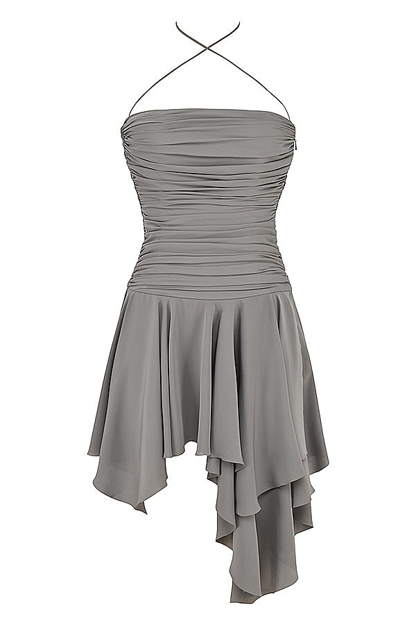 Robe asymétrique à plis fumés
