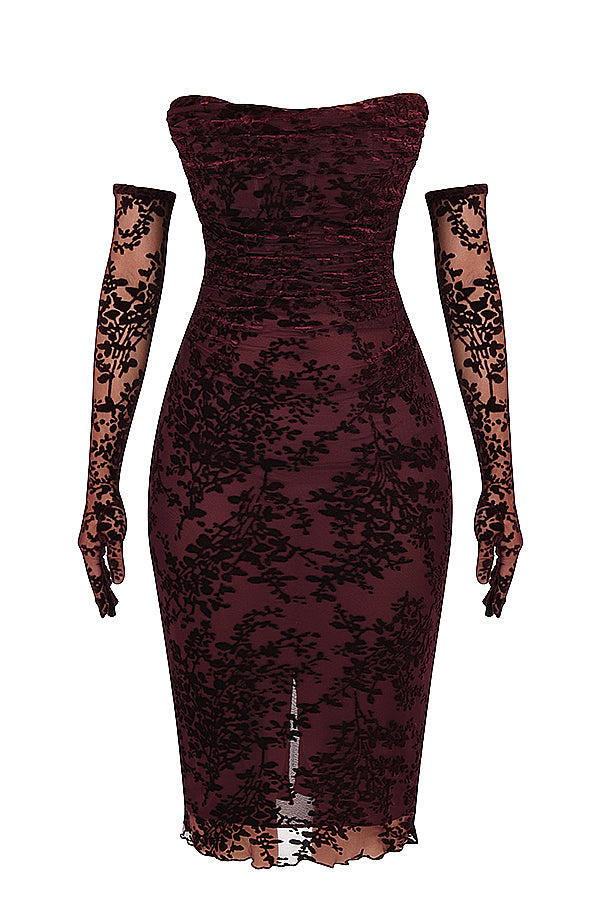 Robe corset Devore cerise noire