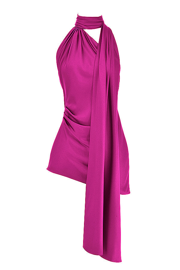 Robe asymétrique à décolleté cache-càur